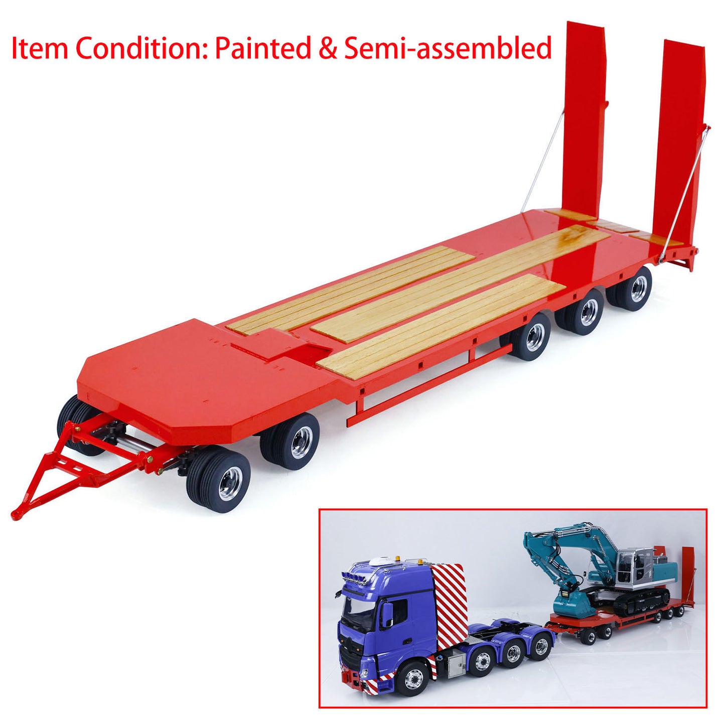 Metal Flatbed Trailer for LESU 1/14 RC Hydraulic Dumper Remote Controlled Truck Tipper Car Spare Parts DIY Painted