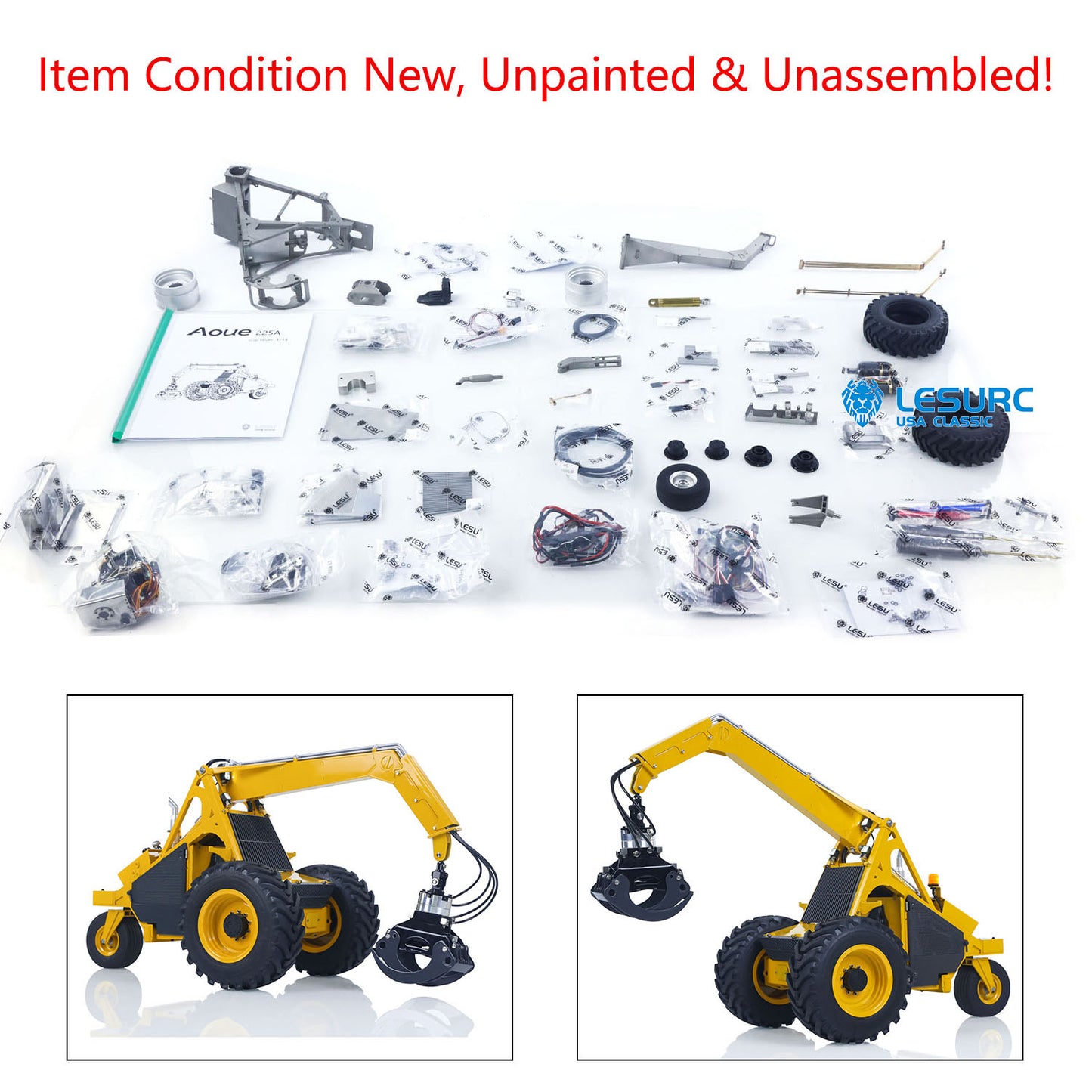 LESU Aoue 225A 1/14 Metal Hydraulic RC Log Loader A0019 with Timber Grapple 4CH Directional Valve Brushless Motor Sound Light System