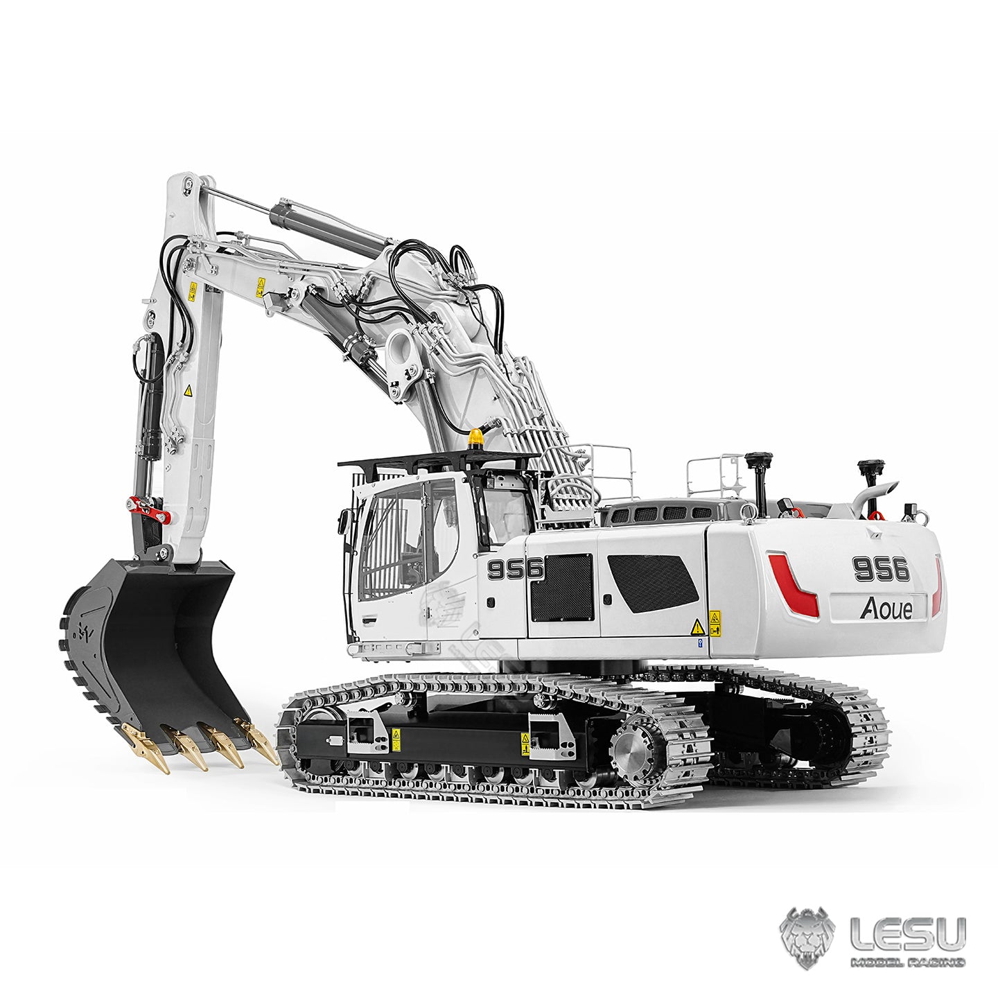 926MM Metal LESU 1/14 3 Arms RC Hydraulic Excavator LR956 Remote Control Digger Model Vehicle Dual Pump System 7CH Valve Light