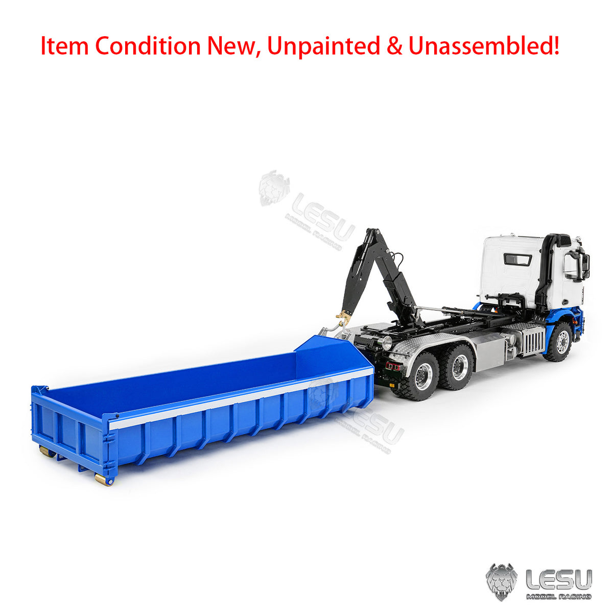 LESU Z0092 1/14 6x6 RC Hydraulic Roll Off Dump Truck with Telescopic Hook Lift Metal Chassis 3 Speed Gearbox Light Sound System