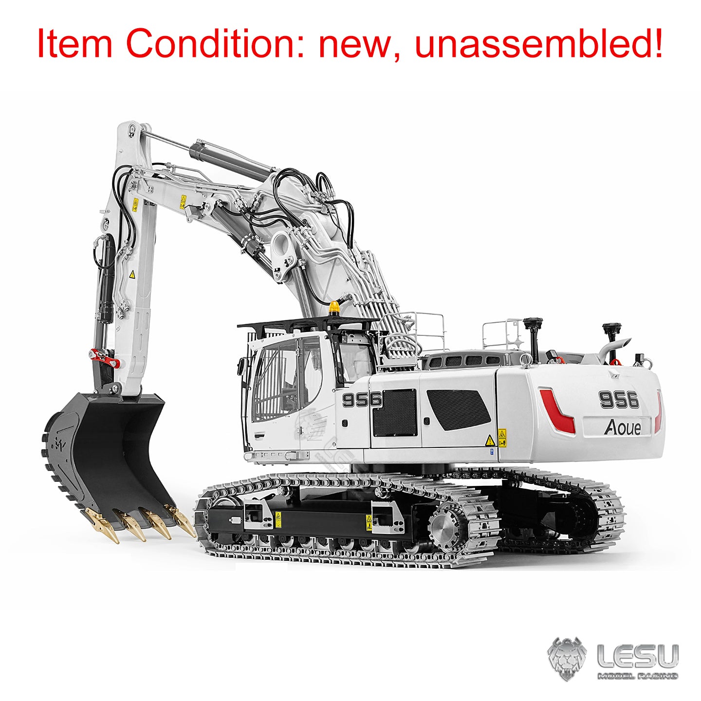 LESU 1/14 Remote Control Metal Hydraulic Excavator Aoue LR956 KIT 3 Arms RC Digger Model 7CH Valve GPS 4MPA Dual Pumps Light ESC