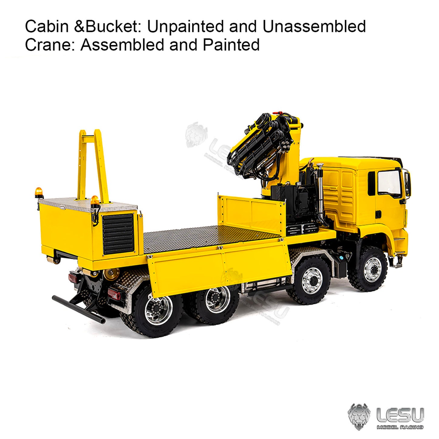 LESU 1/14 Hydraulic RC Roll on off Dumper Truck Crane Metal 8x8 Chassis Axles Lock 2Speed Gearbox 2+7CH Valve Sound Light System