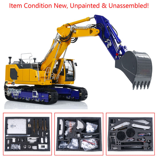 LESU Metal 1/14 3 Arms Aoue-LR945 Remote Control Hydraulic Tracked Excavator Unassembled RC Digger Model With Light System