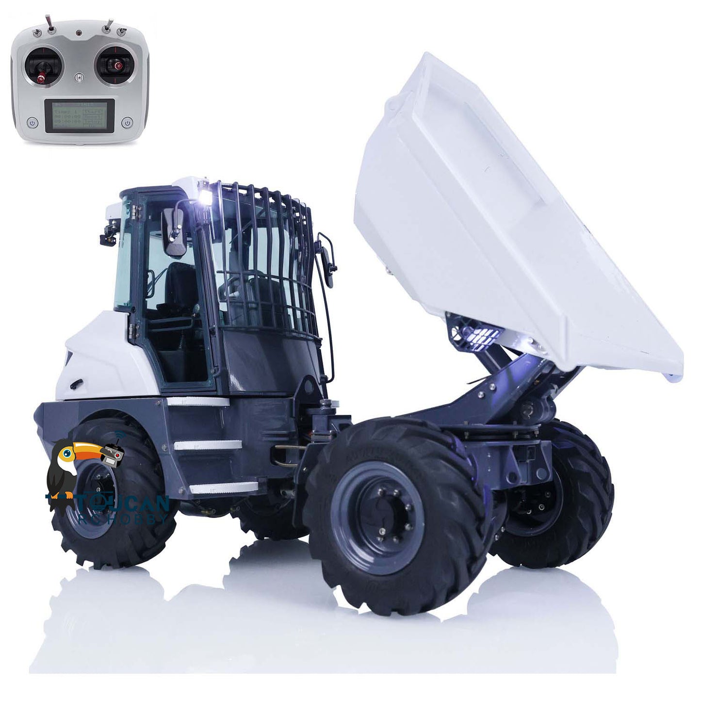 LESU 1/14 Scale AOUE 6MDX Metal Remote Controlled Hydraulic Articulated Dumper Truck 4X4 Tipper Car Construction Vehicle Motor