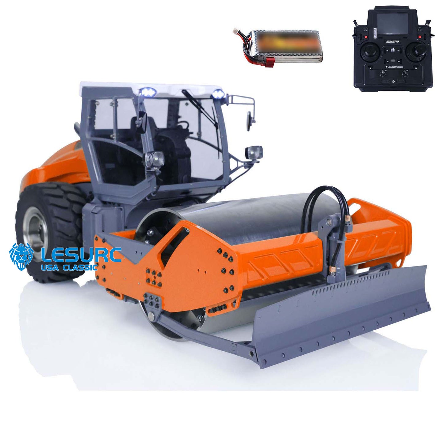 LESU Aoue-H13i 1/14 Metal RC Hydraulic Road Roller A0009 RTR with FlySky PL18EV Lite Radio Controller Light Sound for Model Collectors