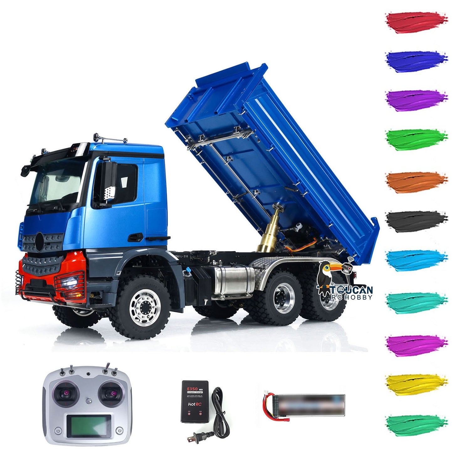 LESU 1/14 Metal 6x6 RC Hydraulic 3 ways Dumper Trucks Engineering  Vehicle Model With I6S Radio System K3363 Low Roof Shell