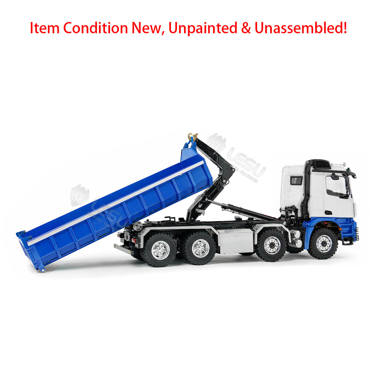 LESU Z0088 1/14 8x8 Metal Roll Off RC Hydraulic Dump Truck with Folding Hook Lift 3 Speed Transmission Differential Lock Sound Light