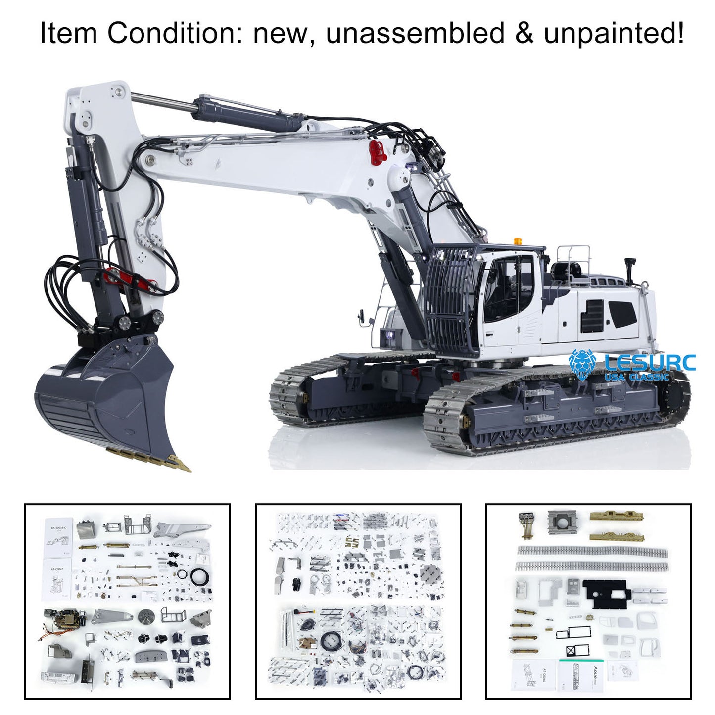 LESU Metal 1/14 RC Full Hydraulic Excavator LR960 KIT DIY Digging Arm Digger Engineering Vehicle Machinery Model Unpainted