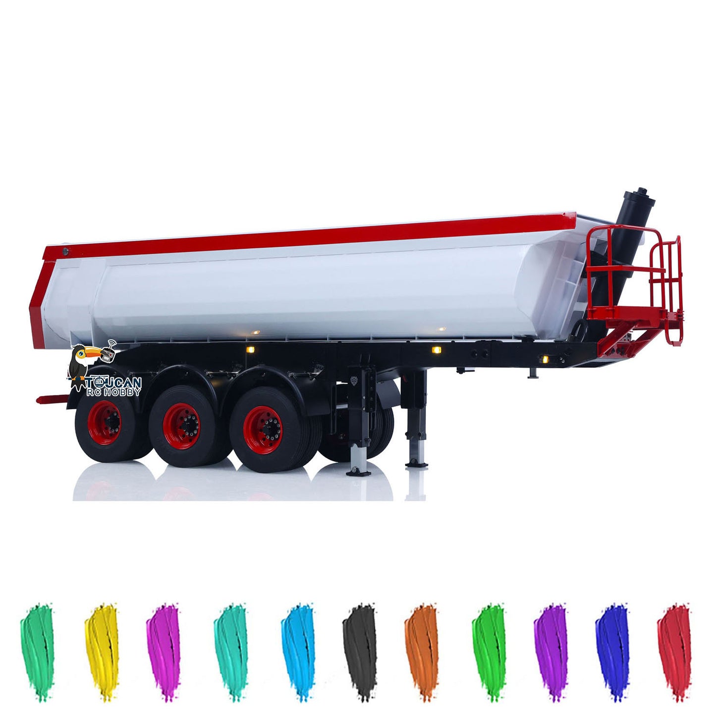 Metal LESU 3 Axles 1/14 Hydraulic Dump Trailer Model for RC Tractor Truck DIY TAMIYA With A0045 U-Bucket Electric Lifting Legs