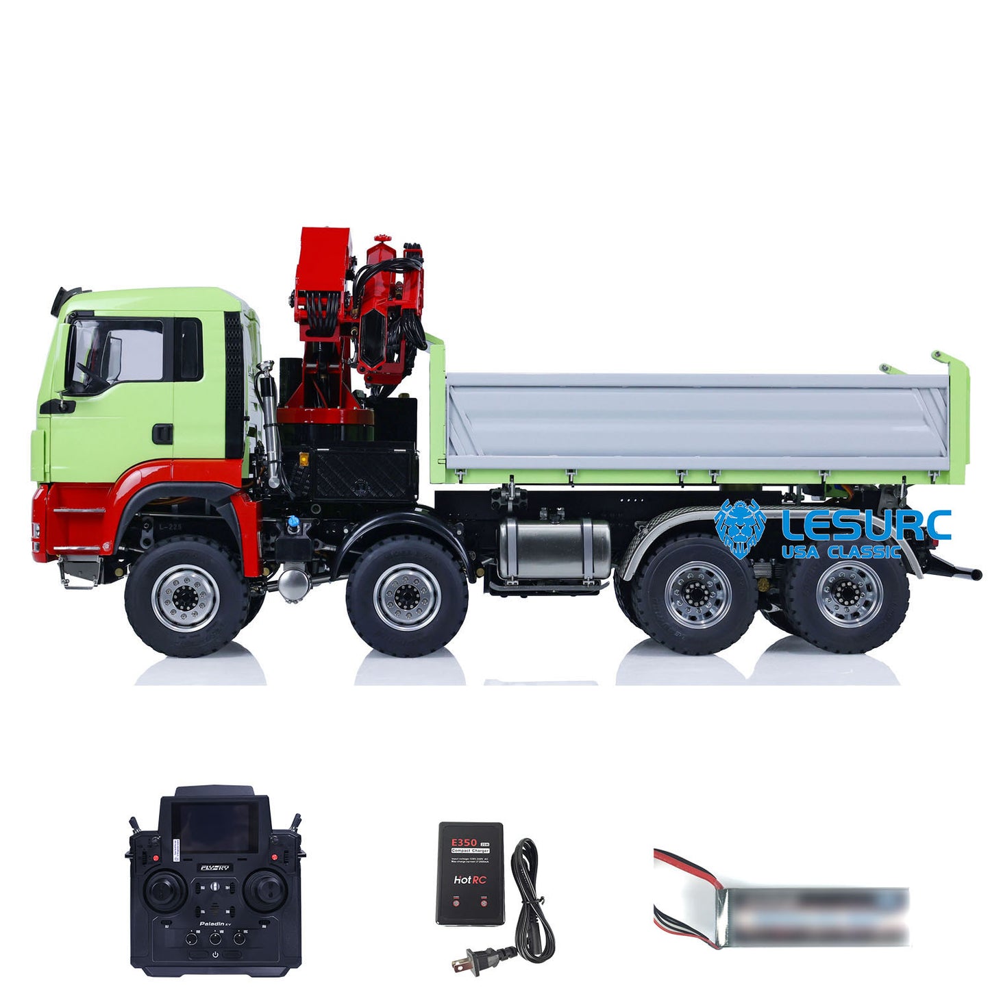 LESU 1/14 RC Hydraulic Dump Truck 8X8 Painted Remote Control Crane Tipper Car Construction Vehicle Model W/ Motor Servo ESC