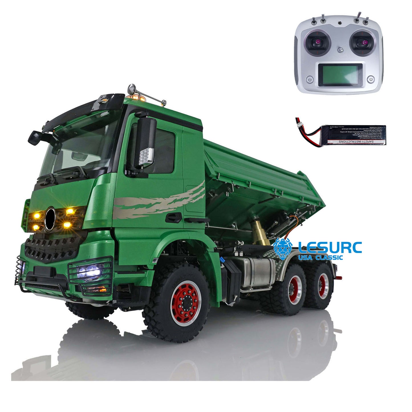 LESU K3363 Cabin 1/14 Metal 6x6 RC Hydraulic Dump Truck FlySky I6S Radio Controller 3 Speed Transmission Differential Lock for Model Enthusiast