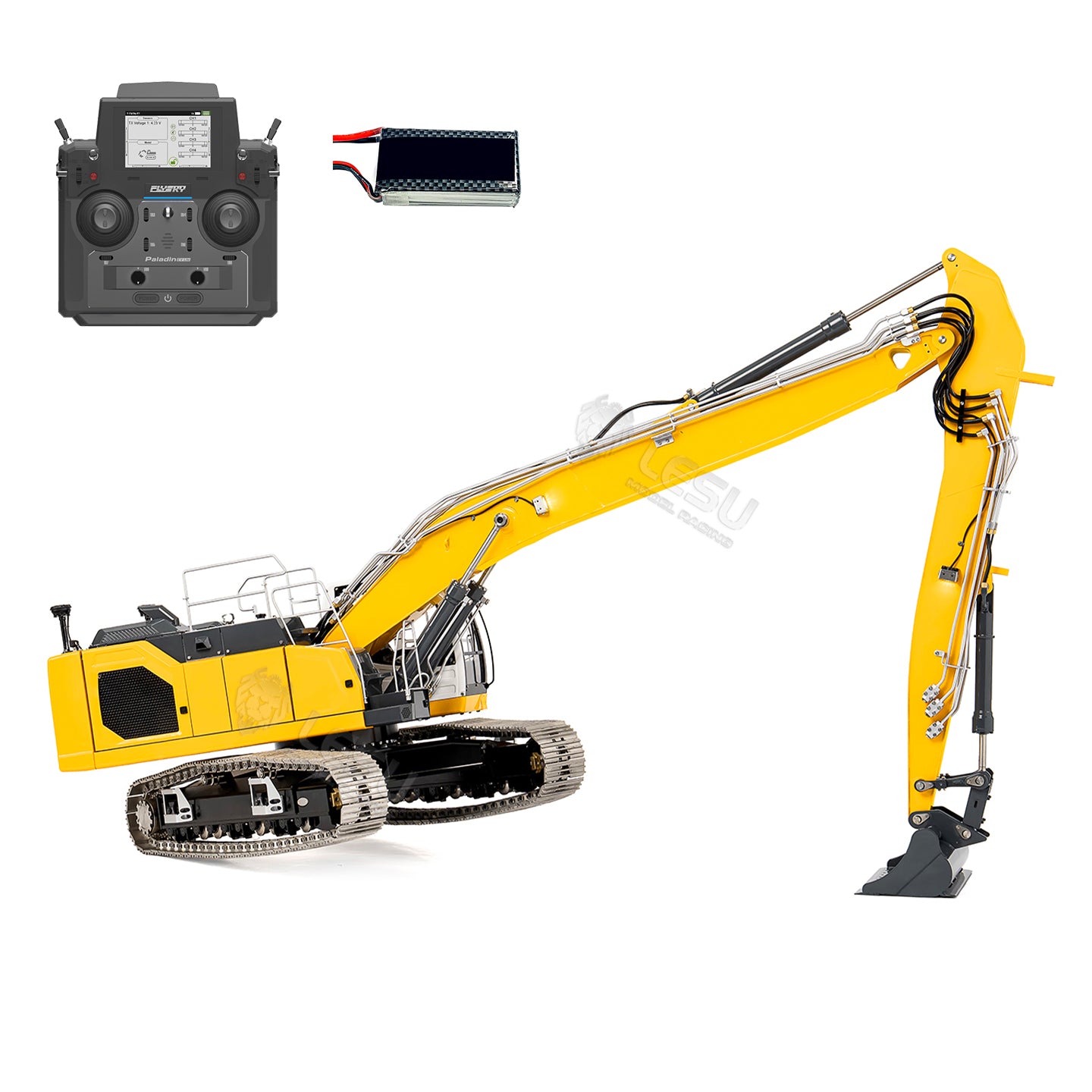 LESU AOUE LR945 1/14 RC Metal Hydraulic Tracks Excavator Long Arm Digger Model PL18EV LITE Radio System 7CH Reversing Valve