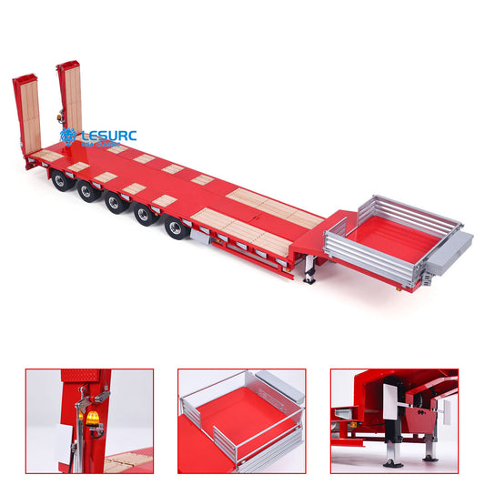 IN Stock LESU A0055 1/14 Metal 5 Axles Steering Semi Trailer Hydraulic Lifting Tailboard Electric Support Legs for DIY RC Tractor Truck Model