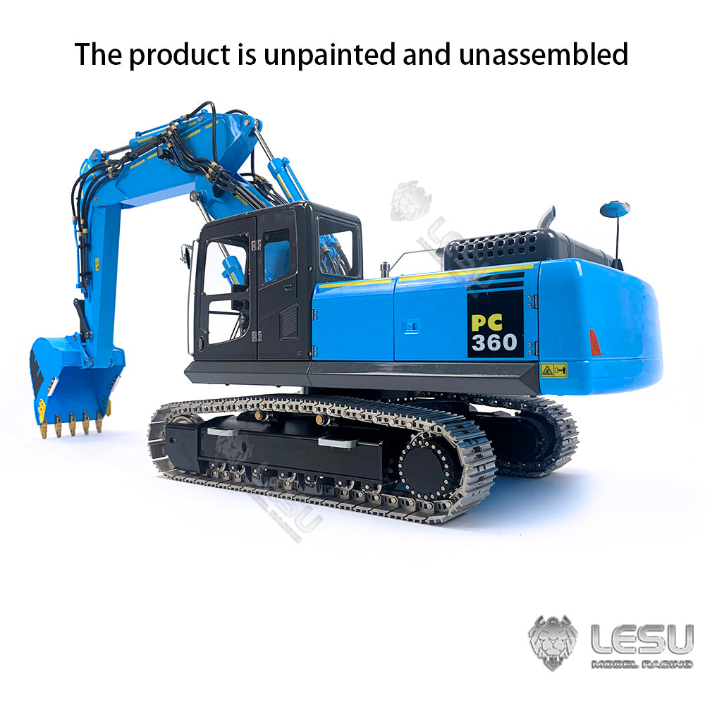 LESU 1/14 RC Hydraulic Unpainted Excavators 3 Arms Digger Model PC360 Electric Kits W/ Light Motor Servo Upgrade Accessories