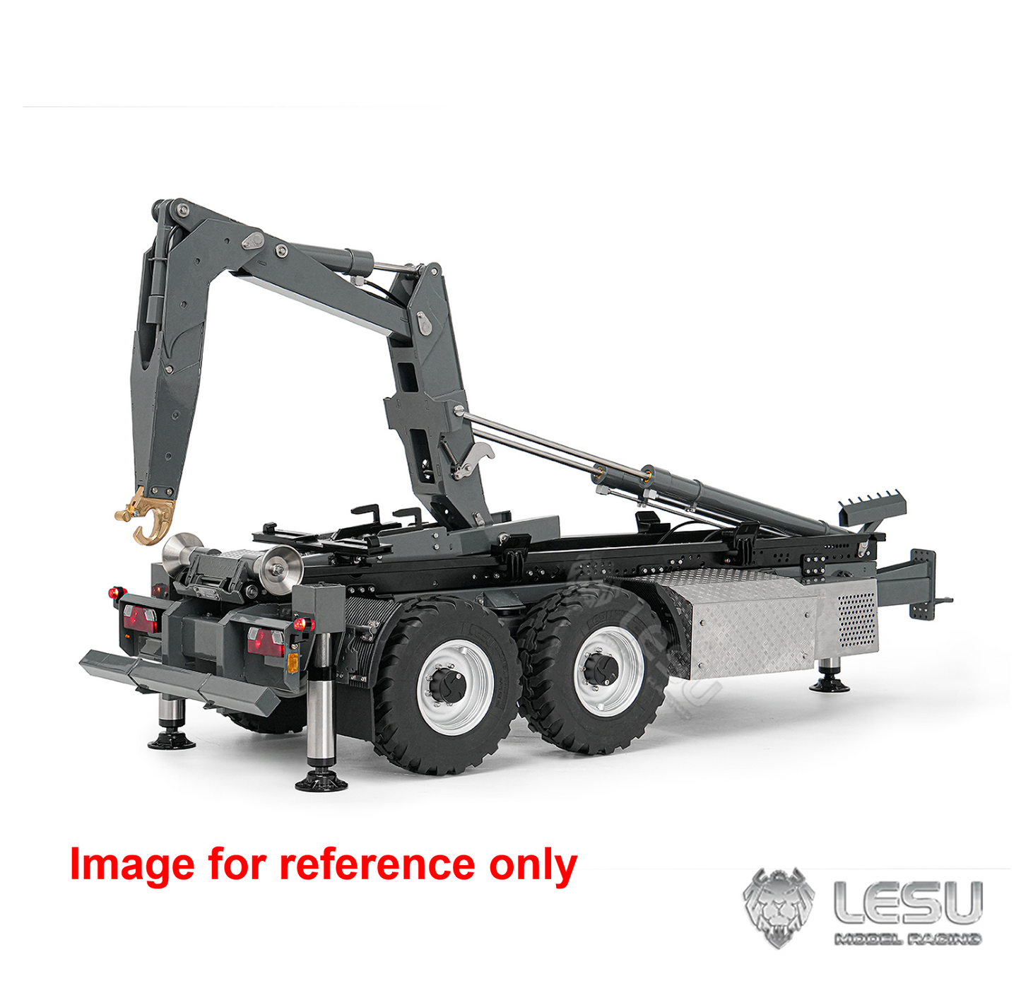 LIMITED-TIME SALE IN Stock LESU A0066 1/14 Metal Hydraulic RC Roll Off Trailer Telescopic/Folding Hooklift with Support Legs 5CH Reversing Valve Lights