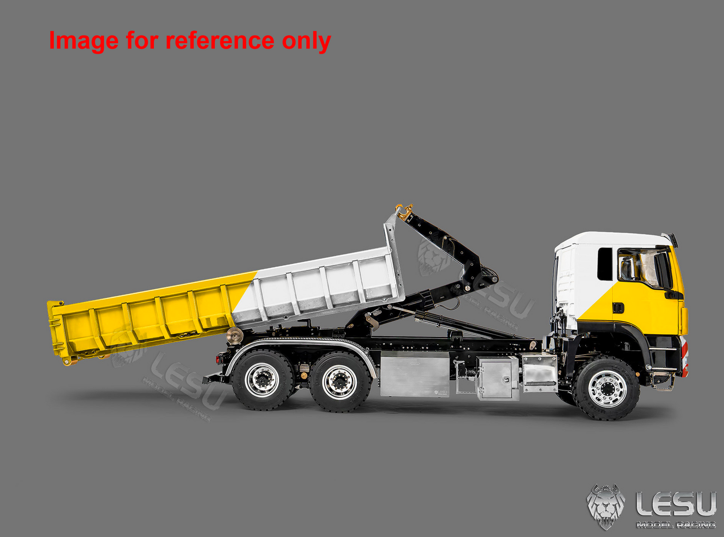 LIMITED-TIME SALE IN Stock LESU Z0094 1/14 Metal 6x6 RC Hydraulic Roll on off Dump Truck Telescopic Hooklift Transport Vehicle with 3Speed Transmission 5CH Valve Light Sound