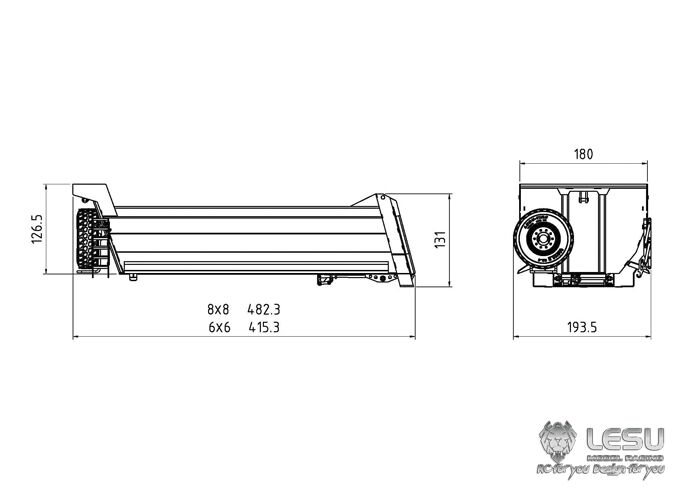 LESU 6*6 8*8 Metal Bucket Model Spare Parts Replacements Accessories for 1/14 Scale RC Front Hydraulic Cylinder Dumper Truck