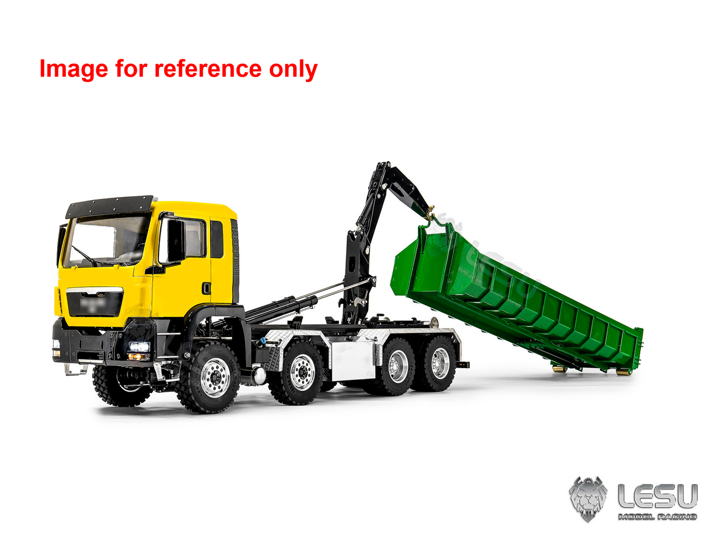 LIMITED-TIME SALE IN Stock LESU Z0098 1/14 Metal Hydraulic Roll On Off Dump Truck 8x8 Folding Hooklift Engineering vehicle with 3Speed Gearbox Differential Lock Sound Light