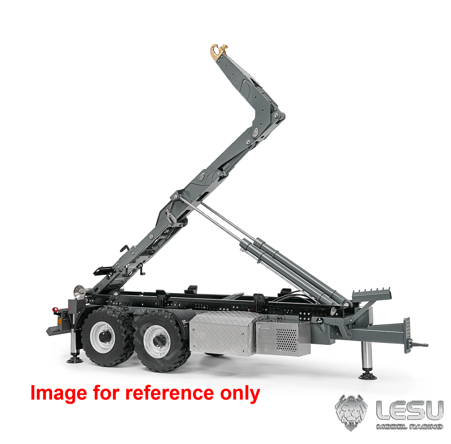 LIMITED-TIME SALE IN Stock LESU A0066 1/14 Metal Hydraulic RC Roll Off Trailer Telescopic/Folding Hooklift with Support Legs 5CH Reversing Valve Lights