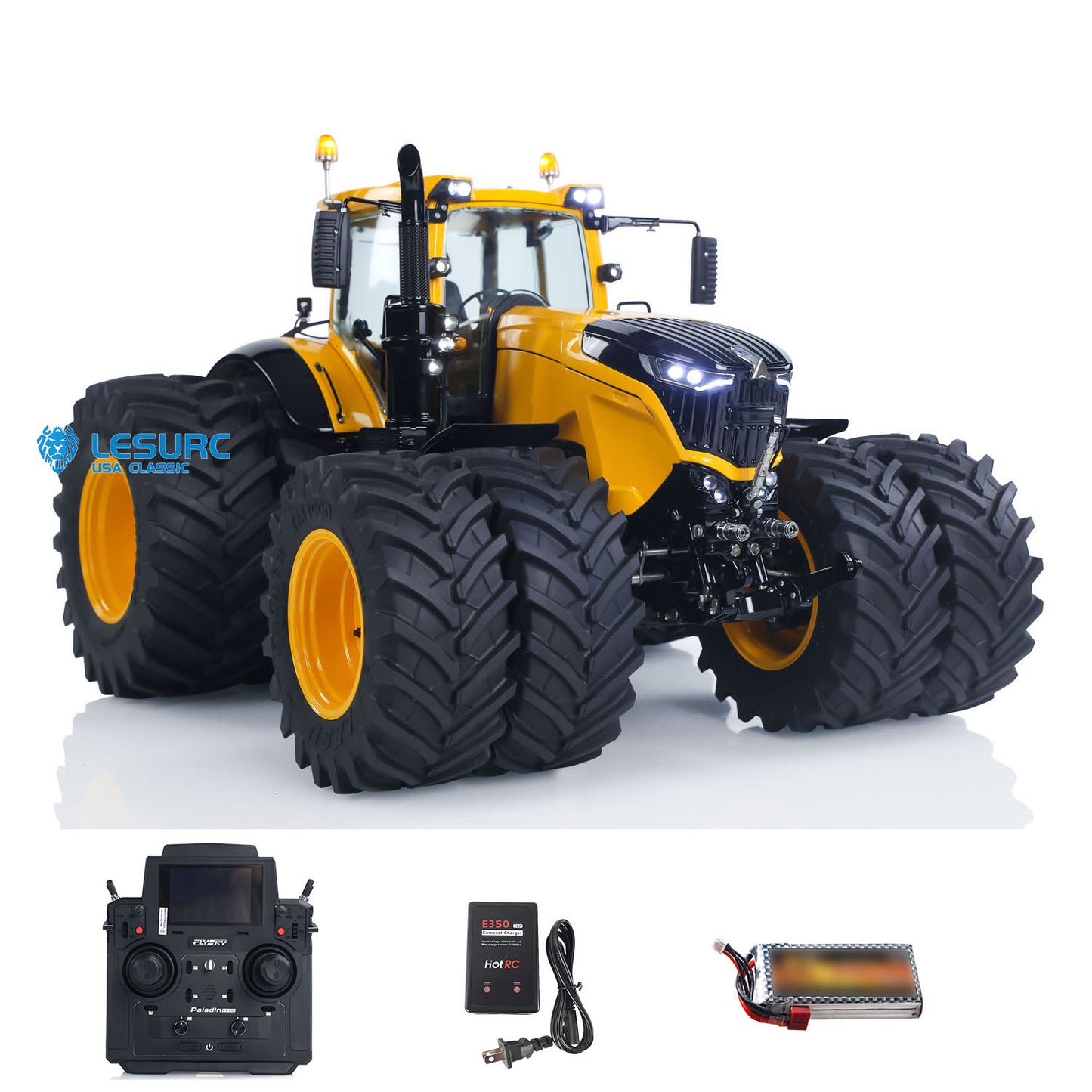 LESU AOUE 1050 4x4 Double Wheeled Farm Truck Metal 1/14 Hydraulic RC Tractor Car Light Smoking Simulation Sound Brushless Motor