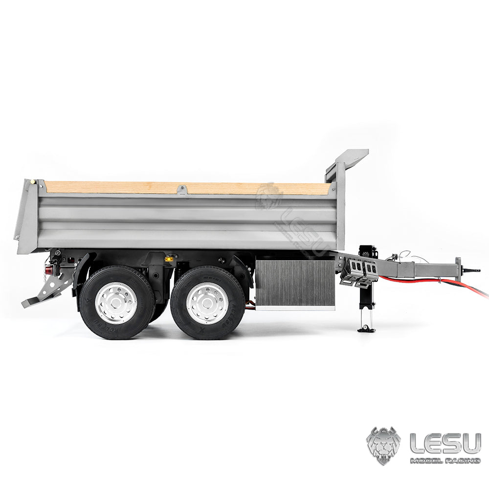 LESU 2-Axle Metal 1/14 RC Hydraulic Full Trailer Remote Control Self-dumping Truck Model DIY Car Optional Versions KIT