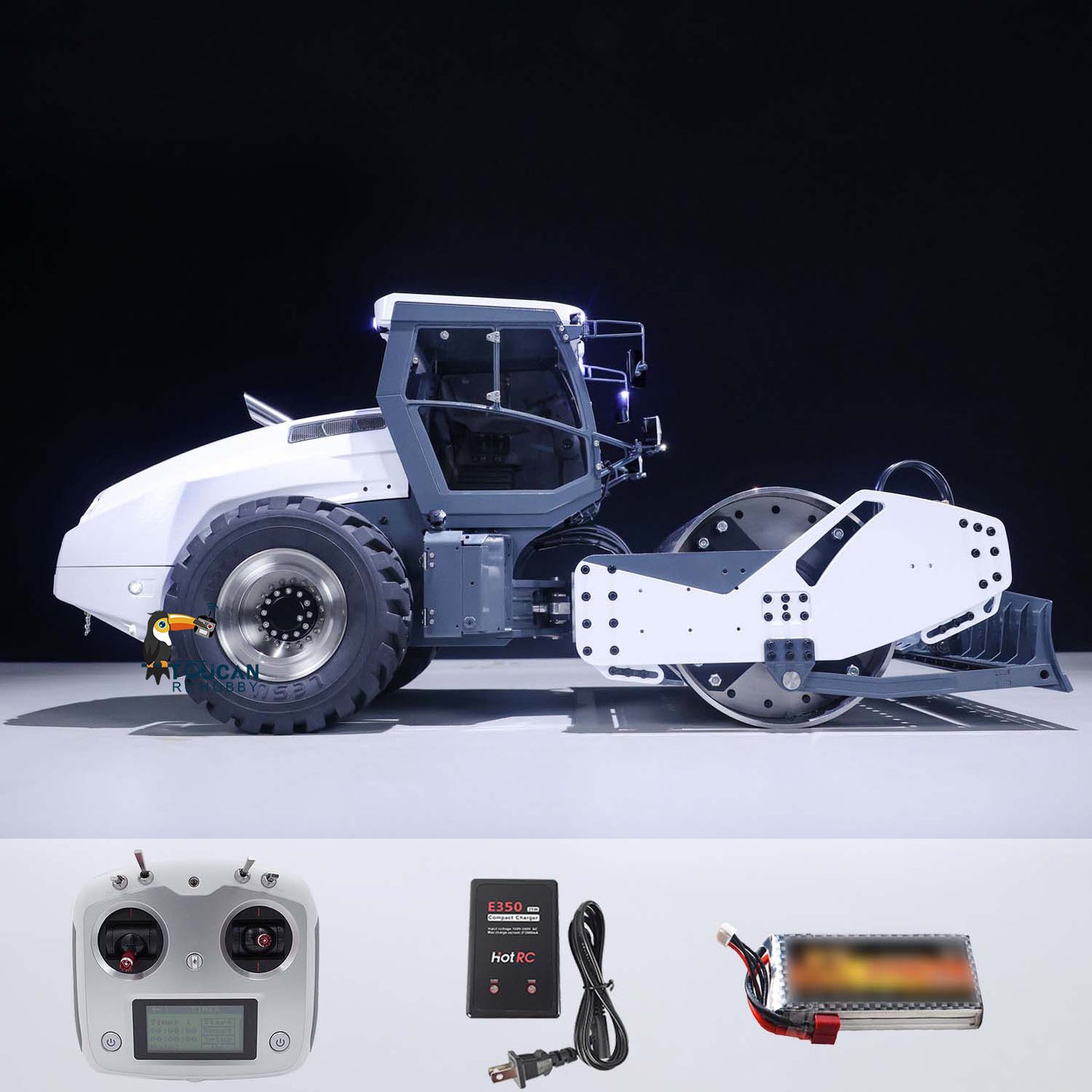 LESU 1/14 Metal Hydraulic Remote Control Road Roller Aoue-H13i Construction Car Model With I6S Radio System E350 Charger