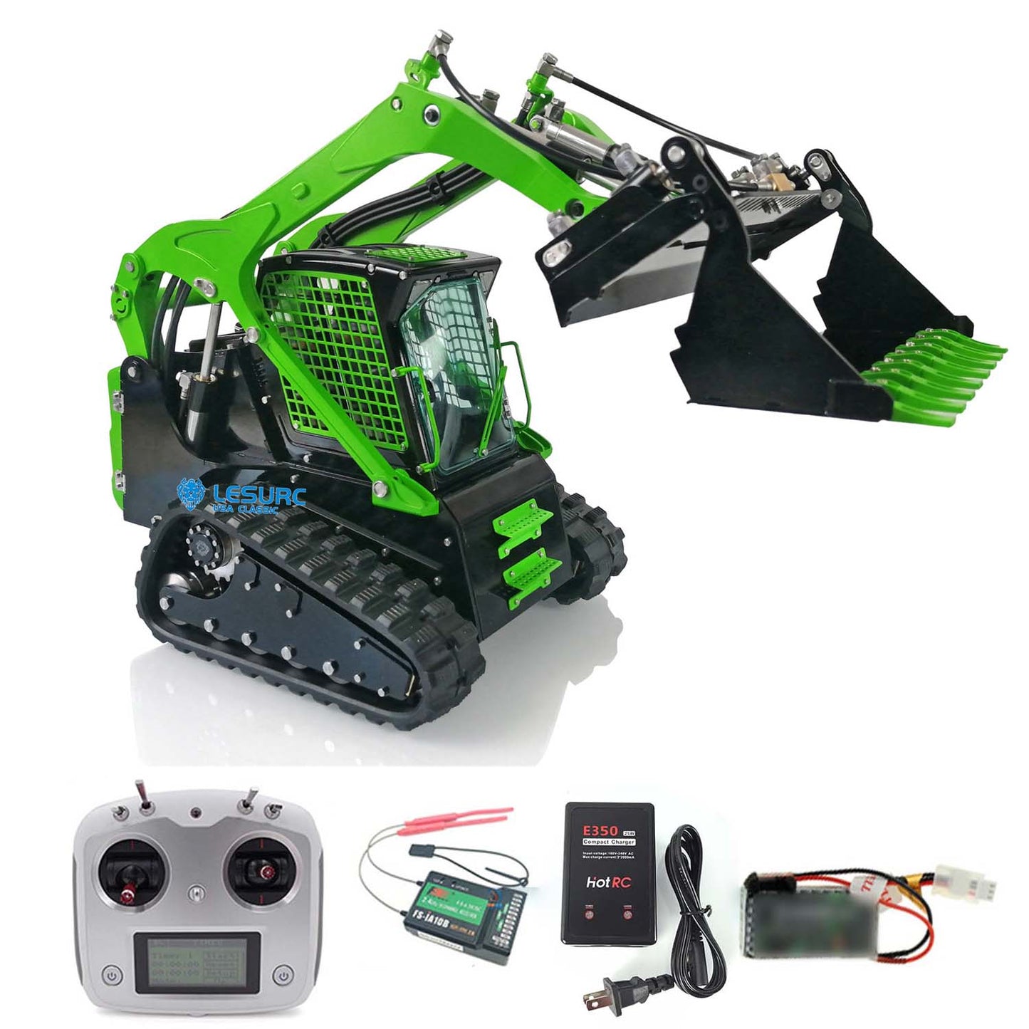 LESU 1/14 Metal Aoue-LT5 Tracked Skid-Steer Loder RC Hydraulic Construction Vehicle RTR Model Sound Light Battery Radio