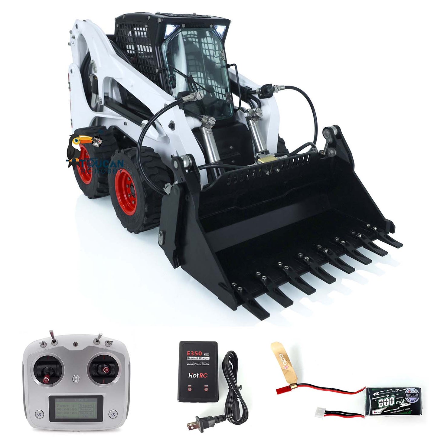 LESU 1/14 Bobcat Hydraulic RC Loader Wheeled Skid-Steer Aoue LT5H I6S Radio Cars