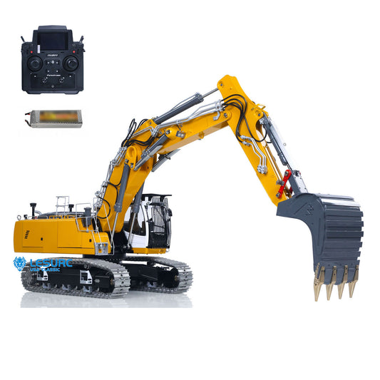 LESU LR956 1/14 Metal RC Hydraulic Excavator B0040 RTR Dual Pump Digger with FlySky PL18EV Lite Radio Controller Light System Quick Release Coupler