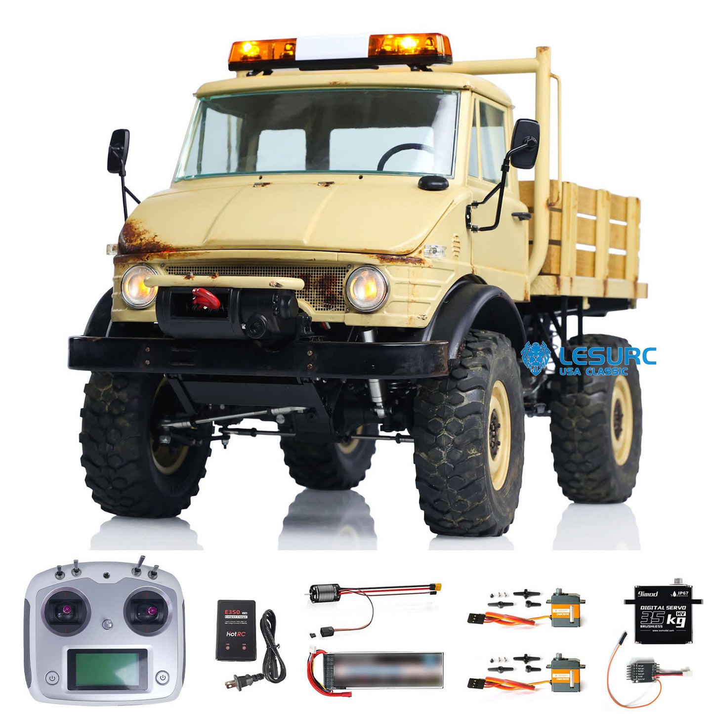 4x4 1/10 Scale RC Off-Road Vehicle LESU Metal RAVE-UM406 Remote Control Climbing Truck Model W/ Sound Light System Motor Servo ESC