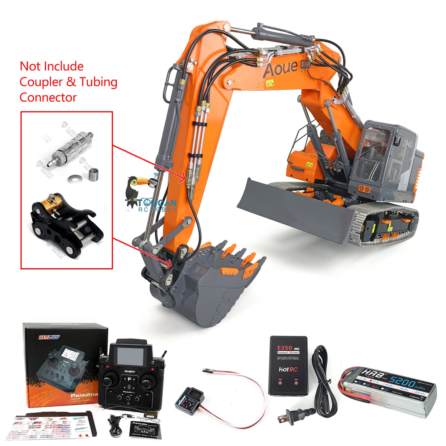 LESU Assembled 1/14 3Arms Metal Aoue ET26L Hydraulic RC Tracked Excavator Digger W/ PL18EV Valve ESC GPS Battery Charger Driver