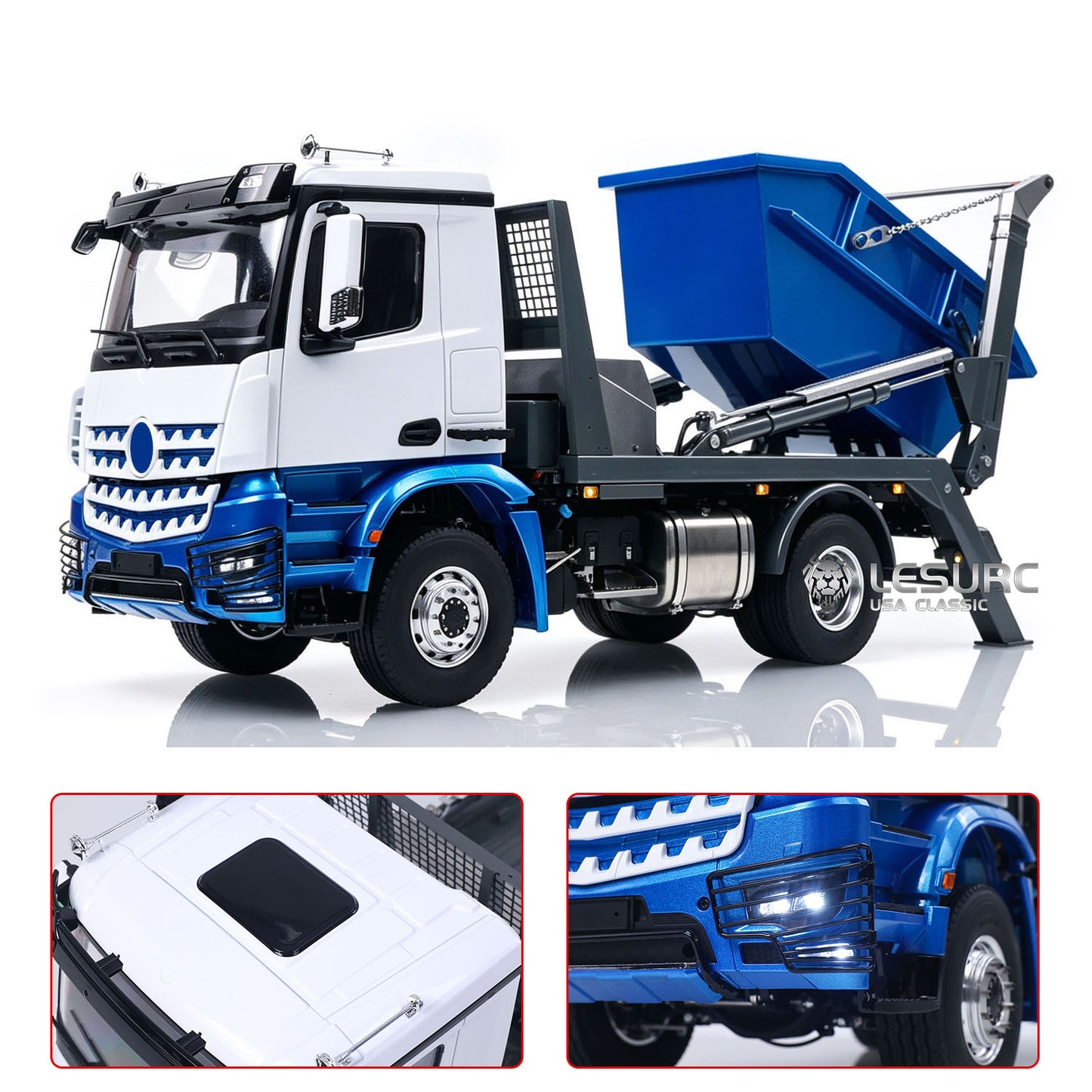 LESU 1/14 4X4 Skip Loader 3Speed 3363 MetalChassisRC Hydraulic Swing Arm Garbage Dump Truck Light Sound Hub Reduction Axle
