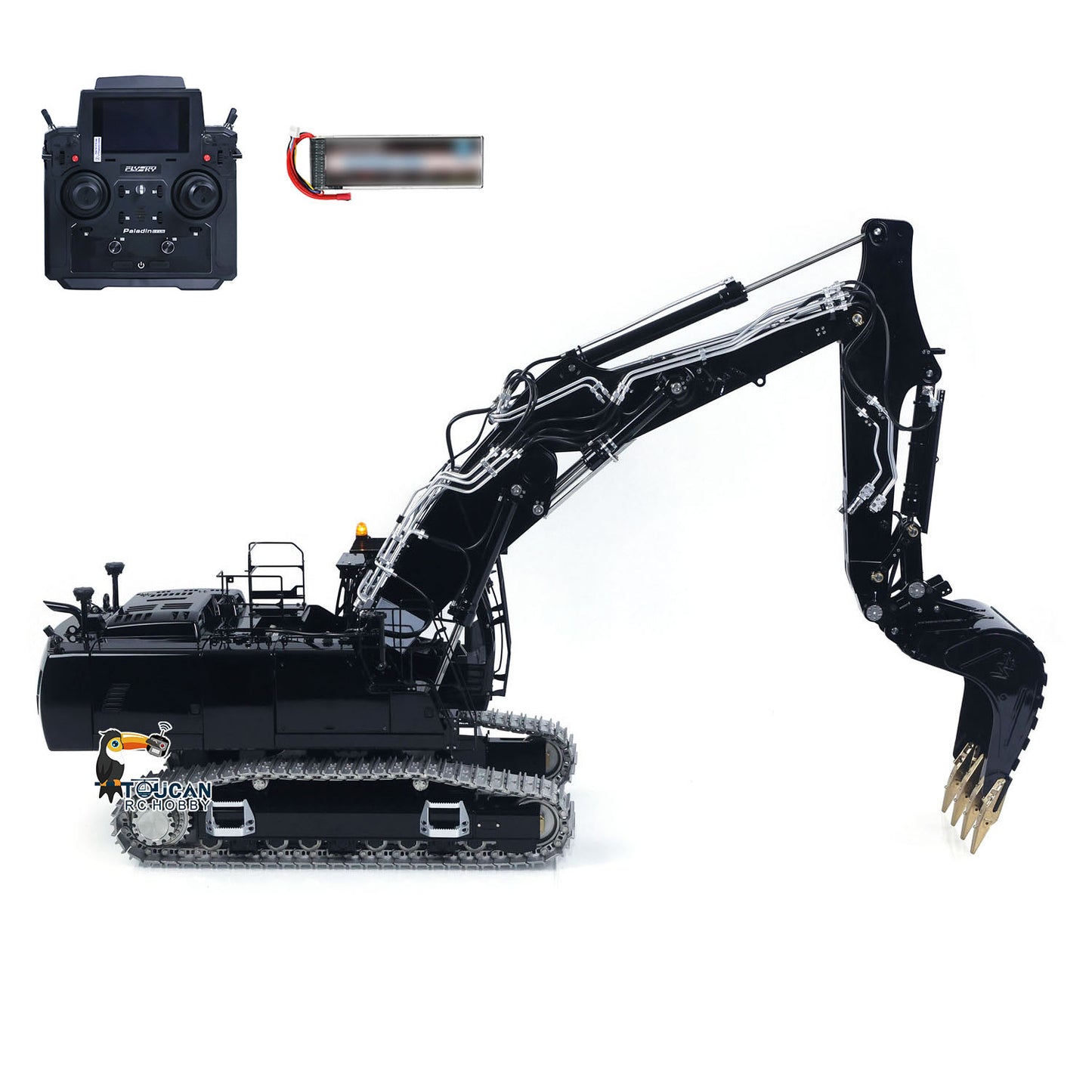 LESU Metal 1/14 RC Hydraulic 3 Arms Excavator LR956 Electric Motor Remote Control Digger Model With Dual-Pump Hydraulic System