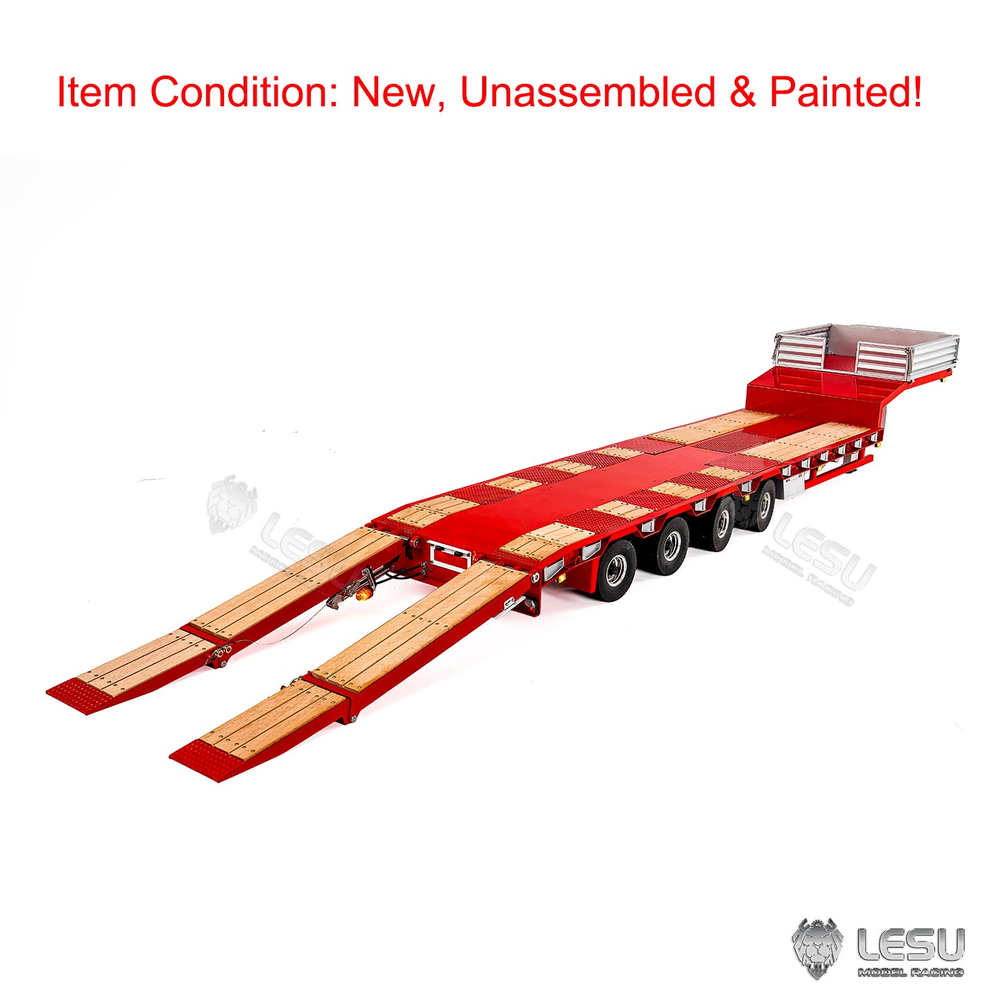 LESU 1/14 Metal Trailer Hydraulic Lifting Tailboard 4 Axles Steering Available Electric Support Legs for DIY RC Tractor Truck