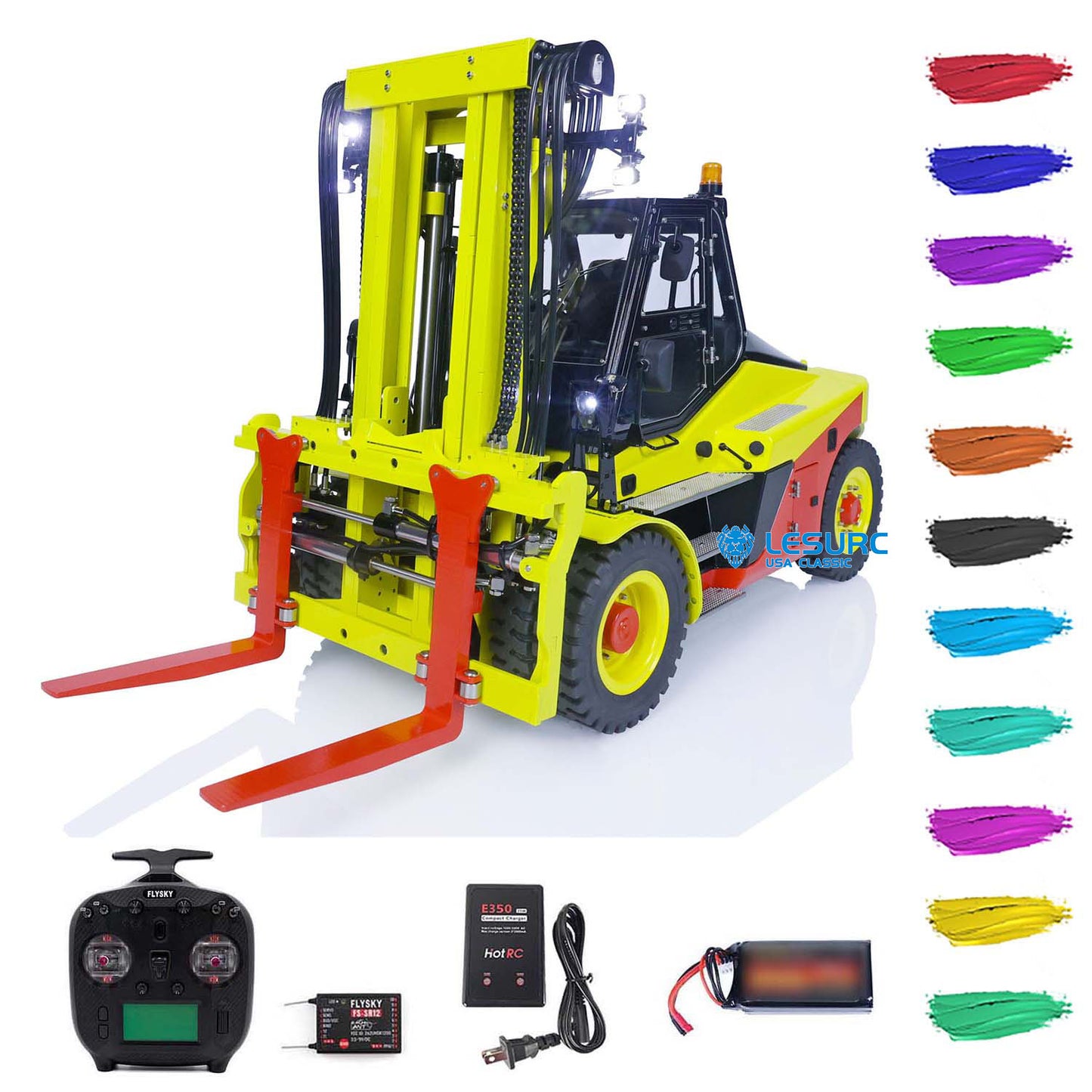 LESU AOUE LD160S 1/14 Metal Hydraulic RC Forklift FlySky ST8 Remote Controller and SR12 Receiver 6 Ways Reversing Valve Sound Light System