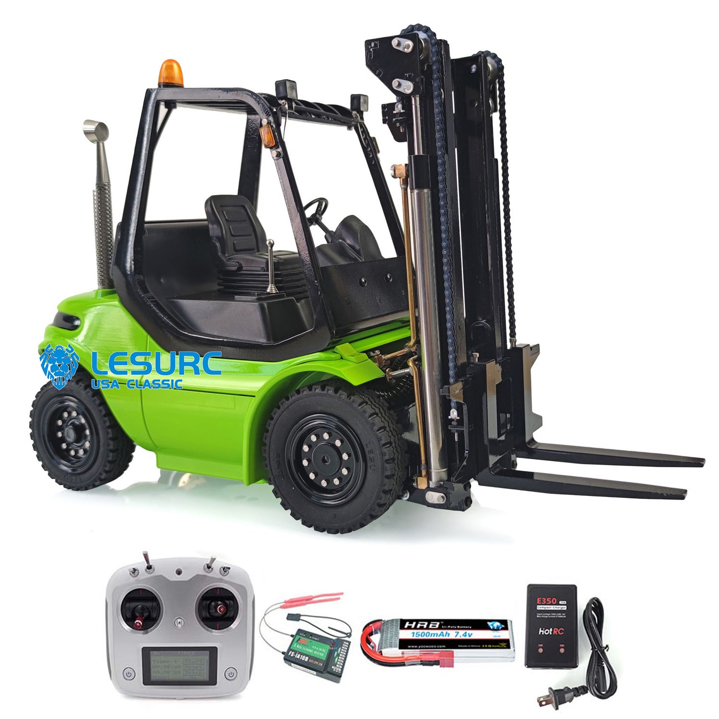 1/14 Scale LESU RC RTR Model Forklift Assembled Transfer Car Truck W/ Light Sound Motor Servo ESC Radio Charger Battery Driver