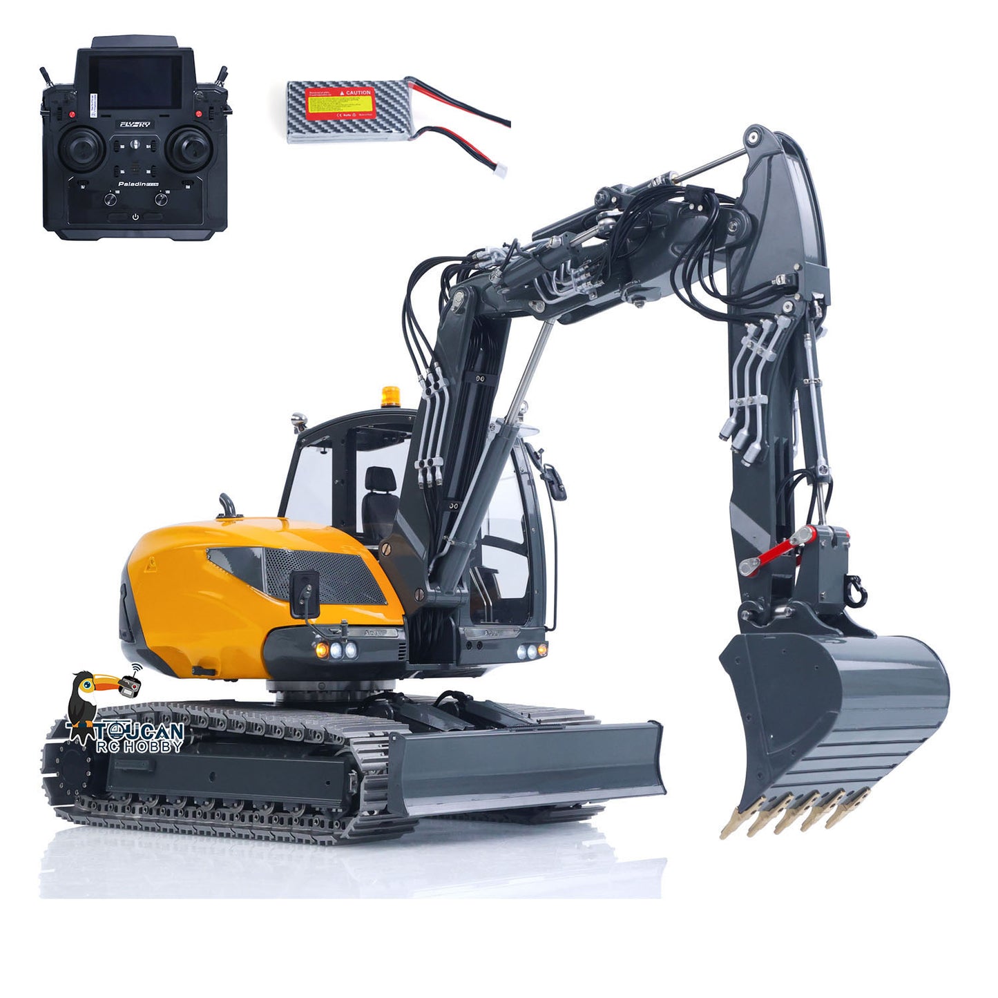 LESU 1/14 Metal RC Hydraulic Excavator MC15 RTR 4Arms Remote Control Digger 15MC 9 Valves Dual Pumps Light Sound PL18EV Lite