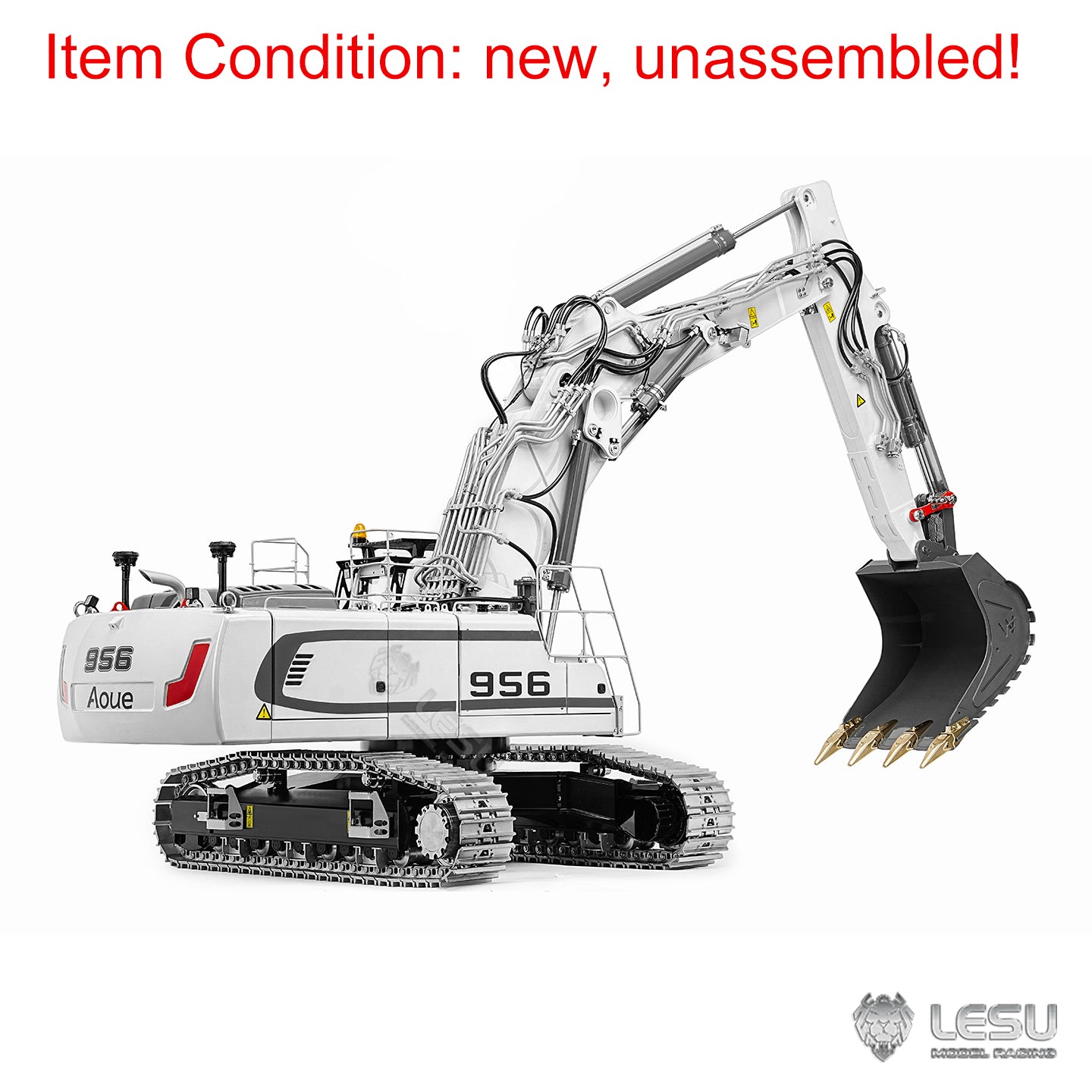 LESU 1/14 Remote Control Metal Hydraulic Excavator Aoue LR956 KIT 3 Arms RC Digger Model 7CH Valve GPS 4MPA Dual Pumps Light ESC