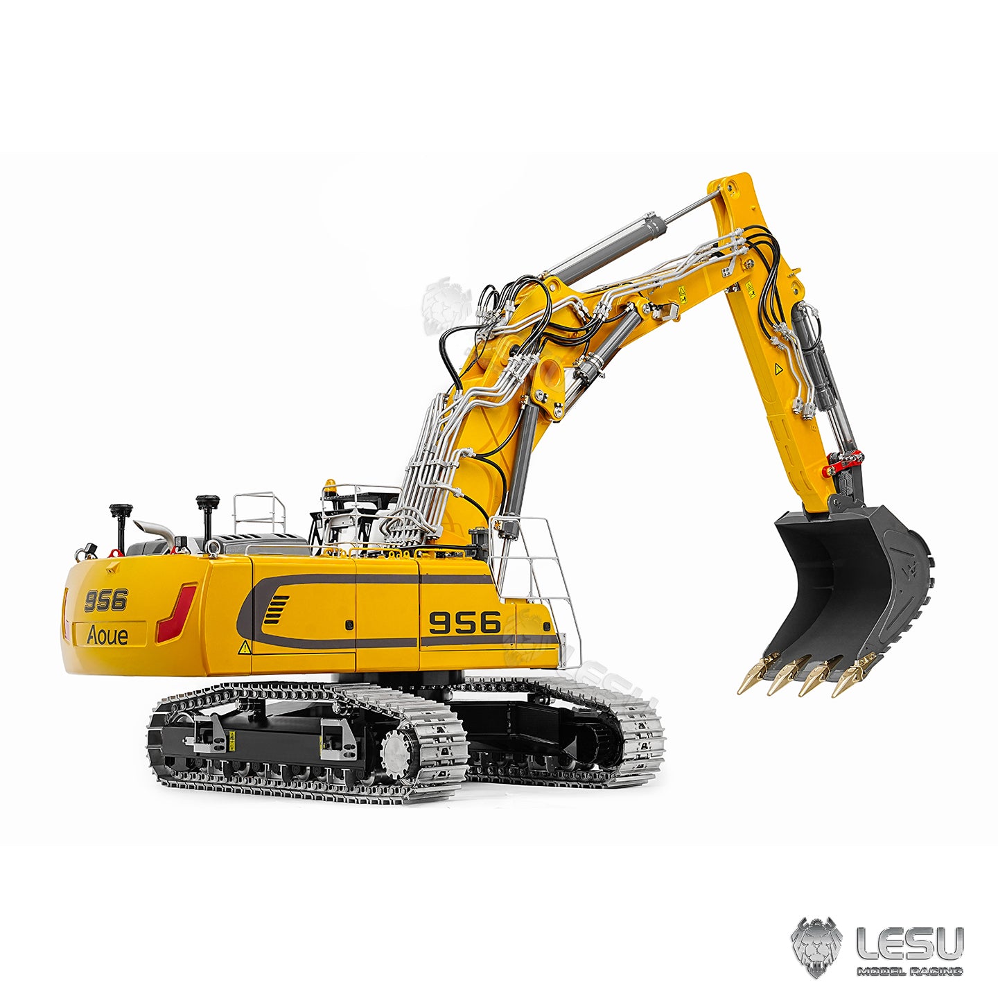 LESU 1/14 RC Hydraulic Excavator LR956 Metal 3 Arms Remote Control Digger Model 4+3CH Valve Dual Pumps Light Flysky PL18EV LITE