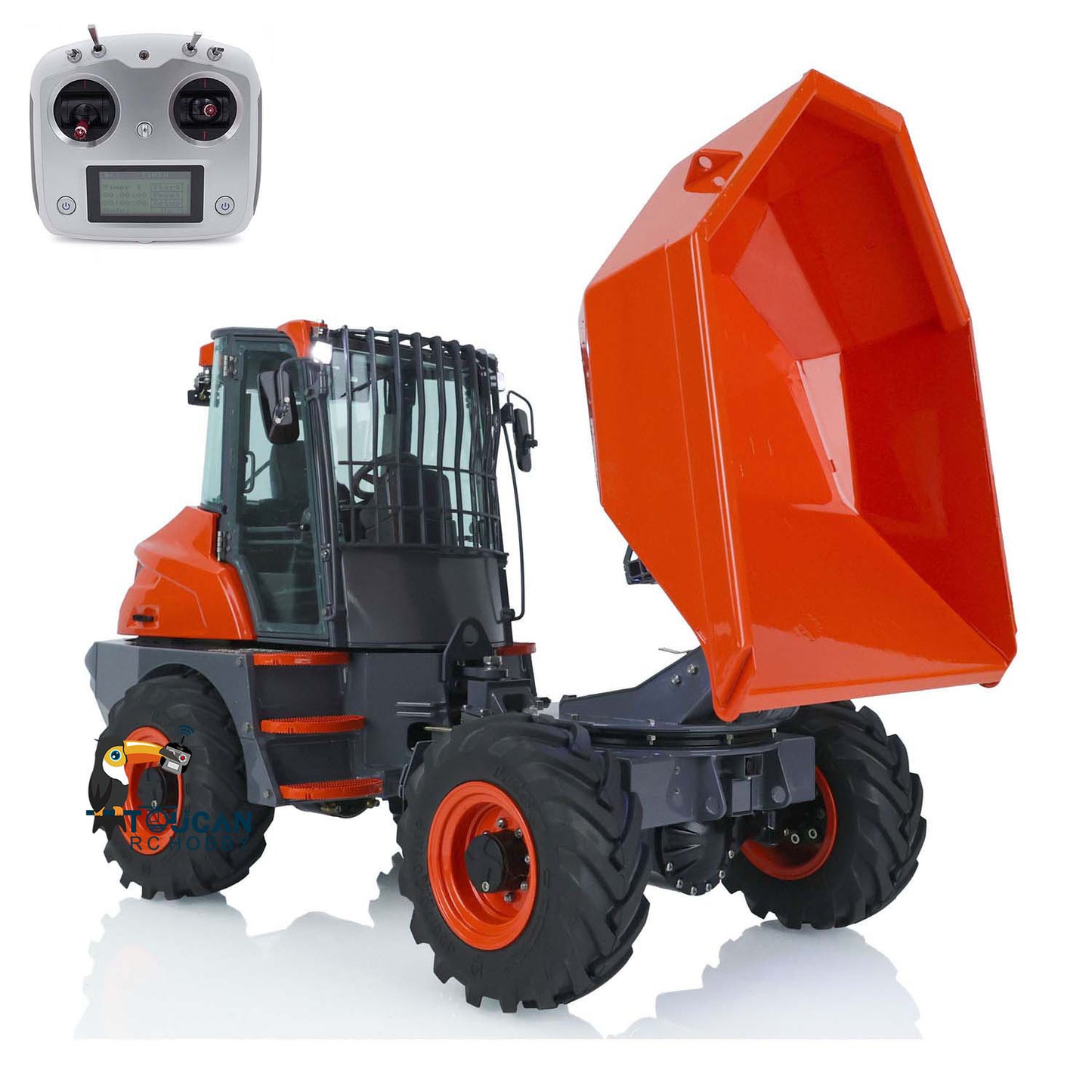 LESU 1/14 Scale AOUE 6MDX Metal Remote Controlled Hydraulic Articulated Dumper Truck 4X4 Tipper Car Construction Vehicle Motor