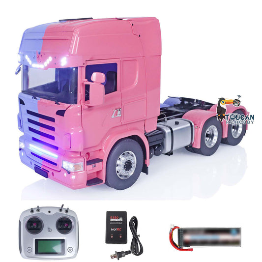 LESU 1/14 RC Tractor Truck 6X6 Metal Chassis Radio Control Car Customized Painted Model Sound Light