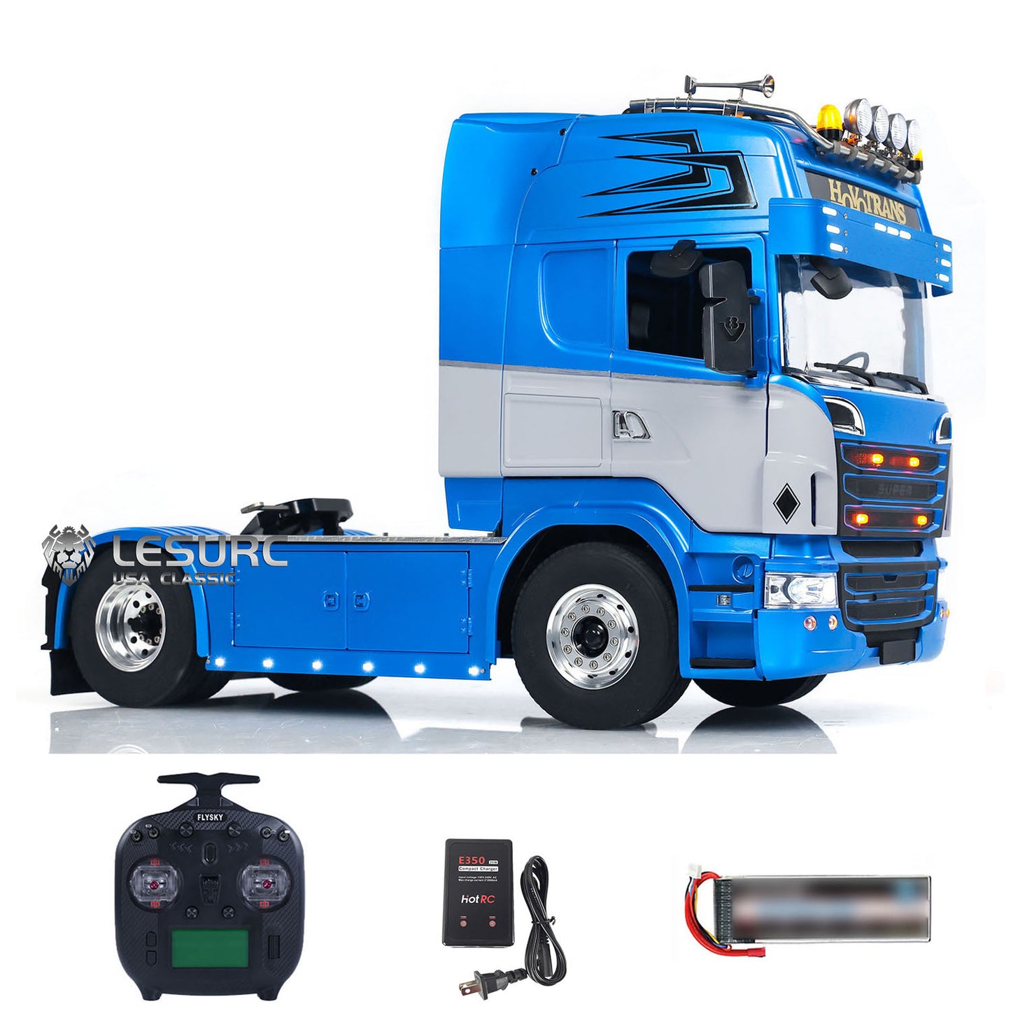 LESU 1/14 4*4 RC Tractor Truck Remote Control Car Hobby DIY Model Customized Sound Light System 801C RTR PNP Version