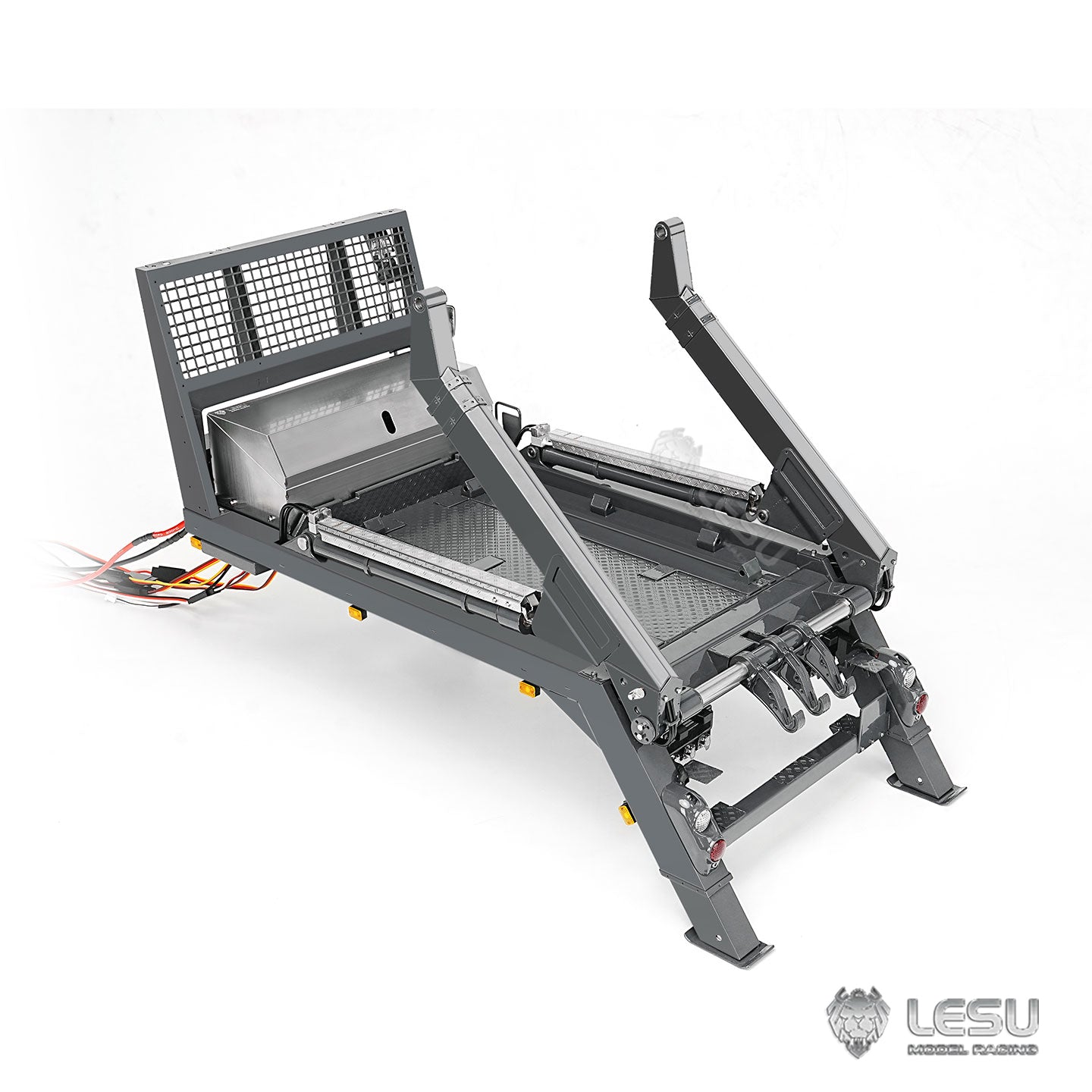 LESU 1/14 4X4 Skip Loader 3Speed 3363 MetalChassisRC Hydraulic Swing Arm Garbage Dump Truck Light Sound Hub Reduction Axle