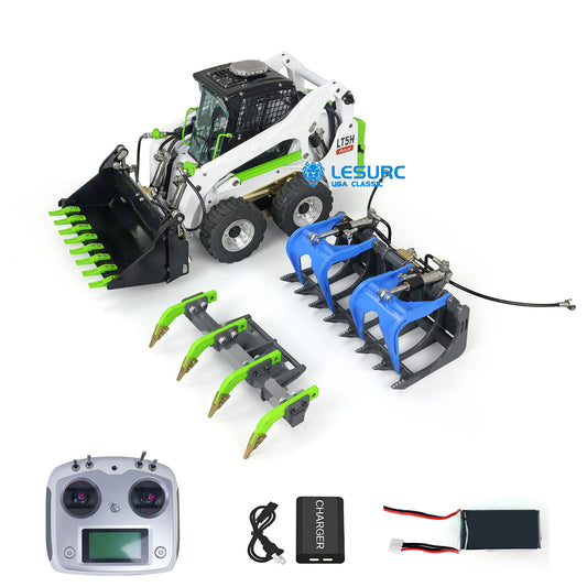 LESU Aoue LT5H 1/14 Metal RC Hydraulic Skid Steer Loader A0008 with FlySky I6S Radio Controller Light Sound for Engineering Vehicle Enthusiast