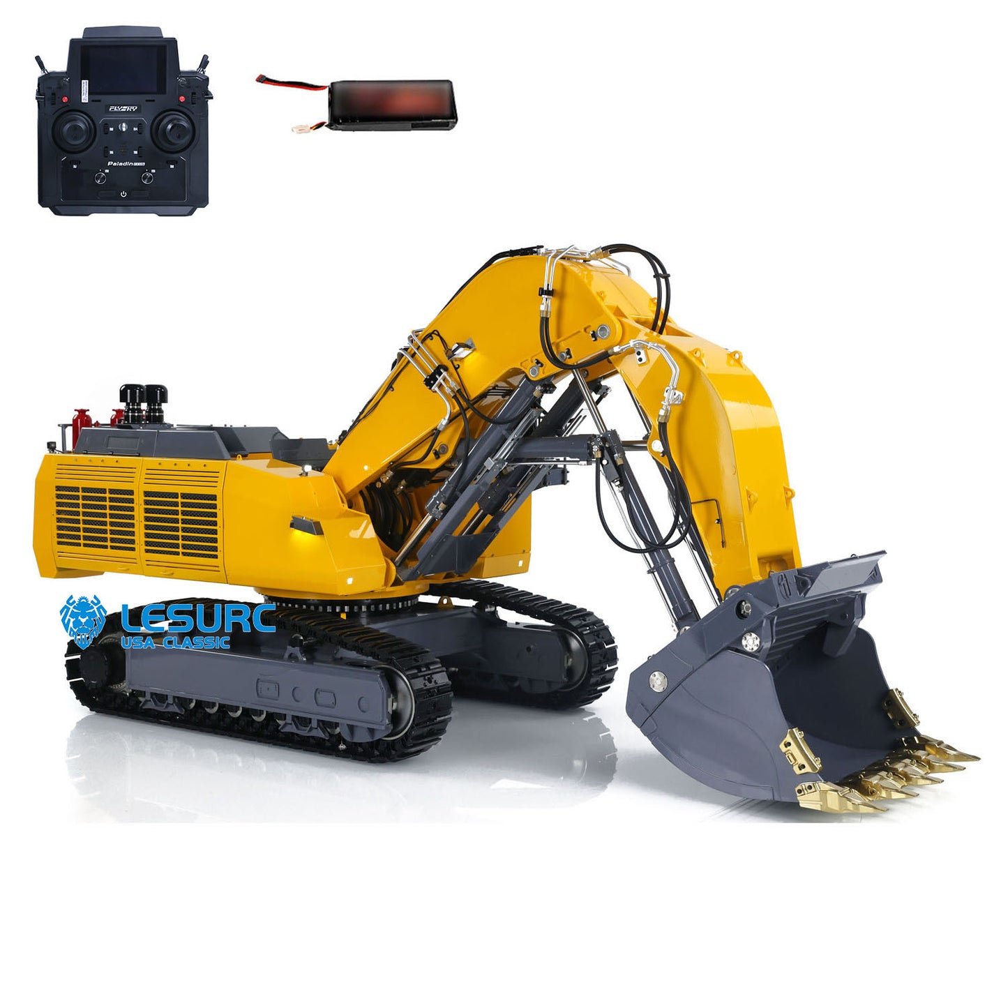LESU Aoue 9150 1/14 Metal RC Digger B0010 Hydraulic Excavator with Dual Pump Lifting Ladder 5CH Valve Light System for Scale Machinery Enthusiast