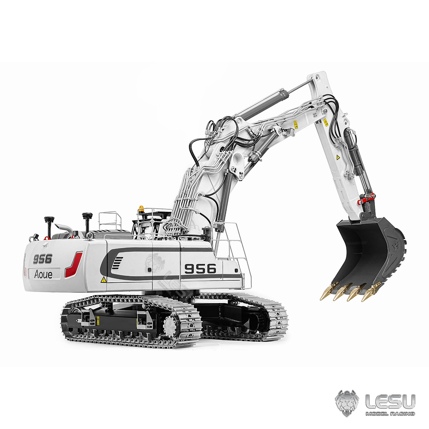 LESU LR956 1/14 Metal 3Arms RC Hydraulic Excavator B0040 with Dual Pump Brushless Motor Light System for Construction Hobbyists Outdoor Fun