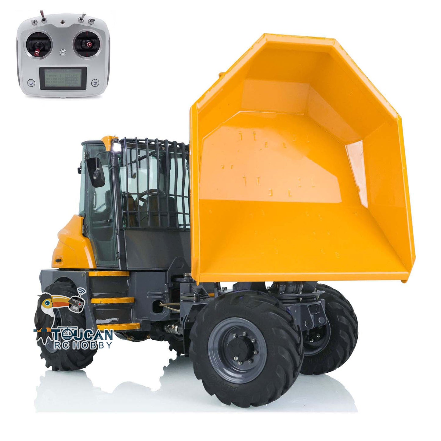 LESU 1/14 Scale AOUE 6MDX Metal Remote Controlled Hydraulic Articulated Dumper Truck 4X4 Tipper Car Construction Vehicle Motor