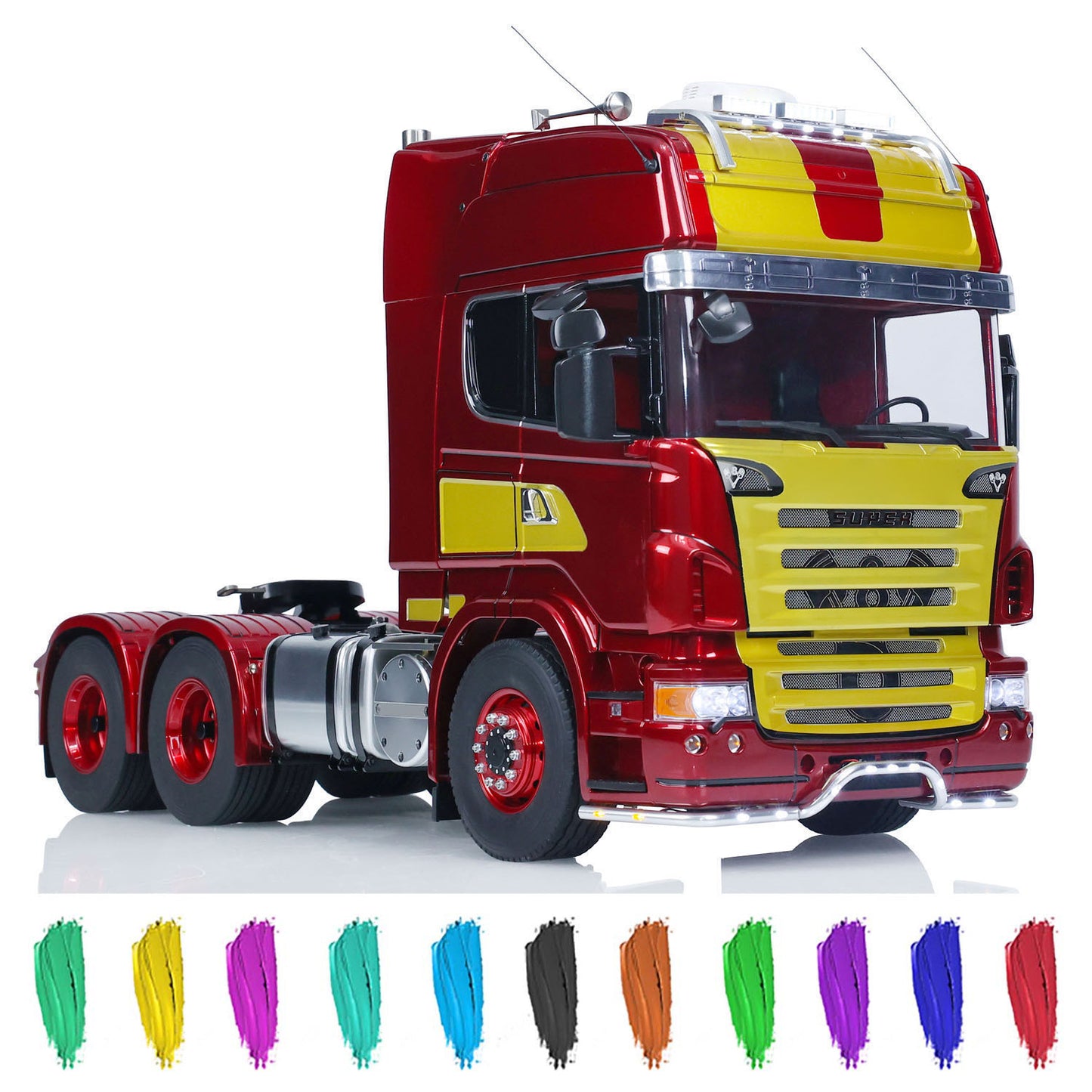 LESU 1/14 6x6 RC Tractor Truck Remote Controlled Trailer Toy Car 2-speed Gearbox Metal Chassis Hobby Model Servo ESC