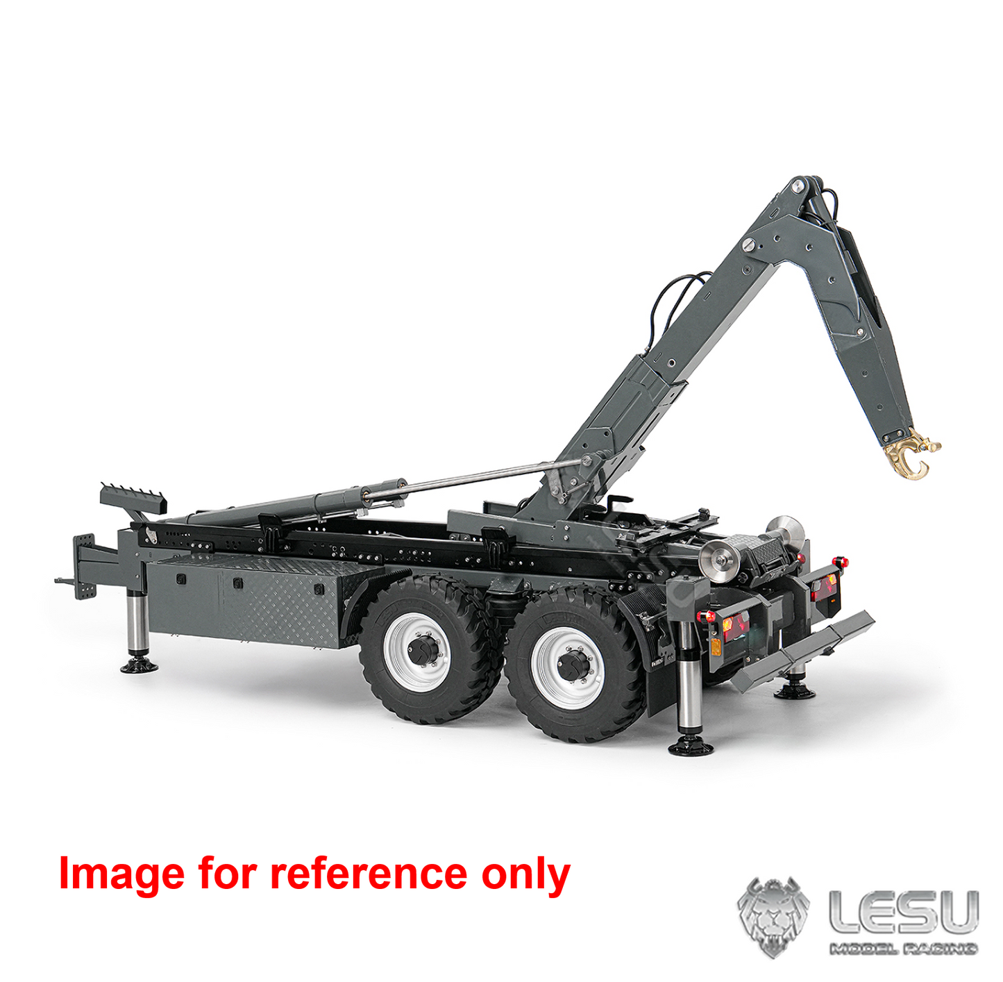 LIMITED-TIME SALE IN Stock LESU A0066 1/14 Metal Hydraulic RC Roll Off Trailer Telescopic/Folding Hooklift with Support Legs 5CH Reversing Valve Lights