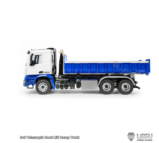 LESU Z0092 1/14 6x6 RC Hydraulic Roll Off Dump Truck with Telescopic Hook Lift Metal Chassis 3 Speed Gearbox Light Sound System
